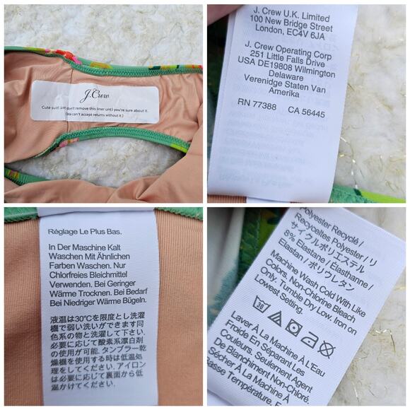 Plus Size JCrew One Shoulder Swimsuit Plus Size 22 Green Pink Floral Print NWT - Picture 5 of 10